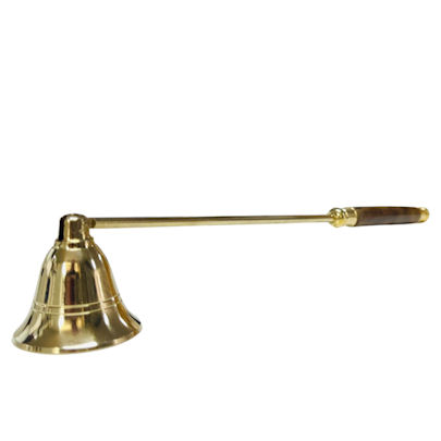Brass Candle Snuffer with Wooden Handle - Click Image to Close